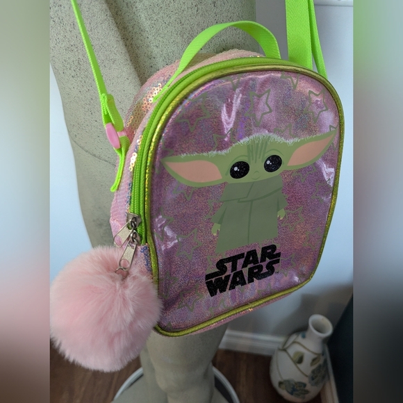 Star Wars Pink and Green Grogu Shoulder Bag With Pom Pom - Picture 4 of 7